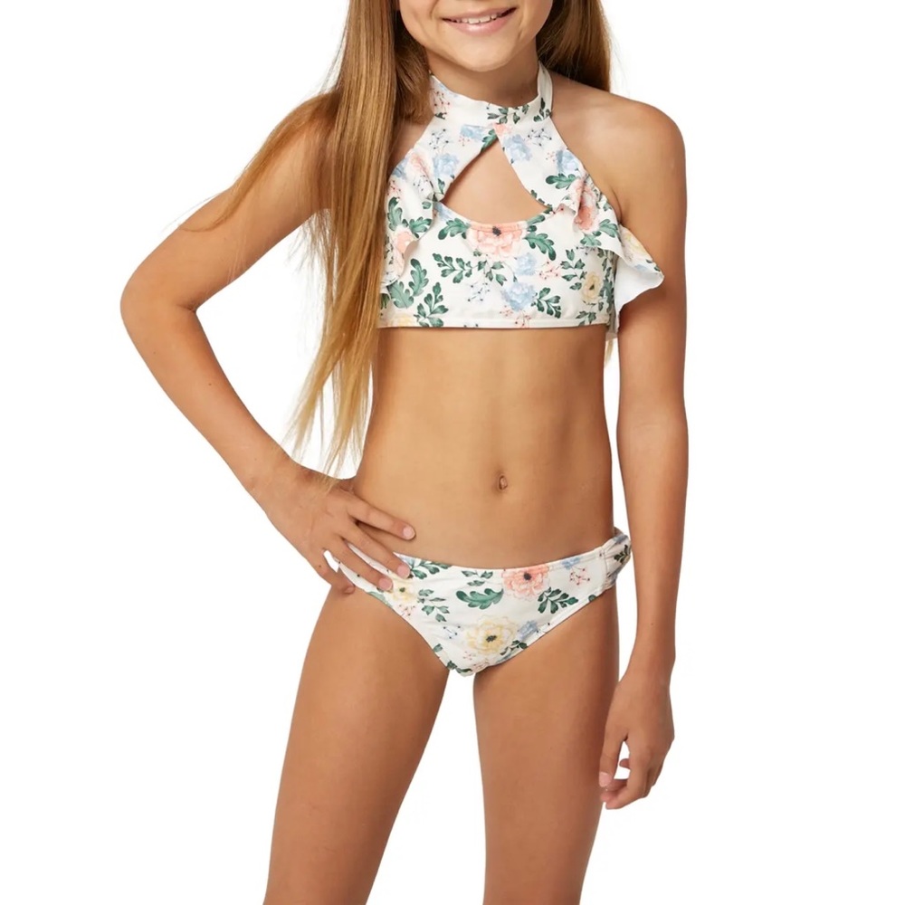 O’Neill Girls’ Floral High Neck Two-Piece Swimsuit 👙☀️🏝💗🍍